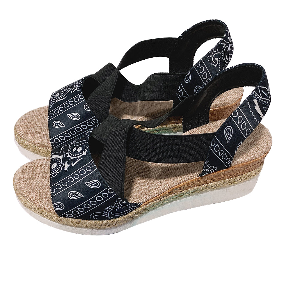 Druckdesign Plateau-Keilsandalen