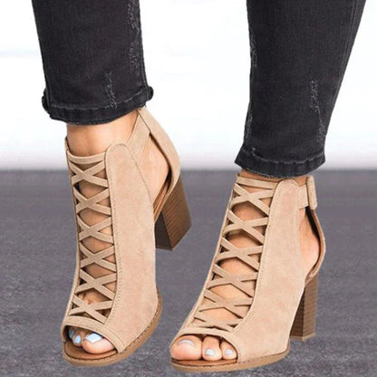 Damen Knöchelriemen Chunky Heels