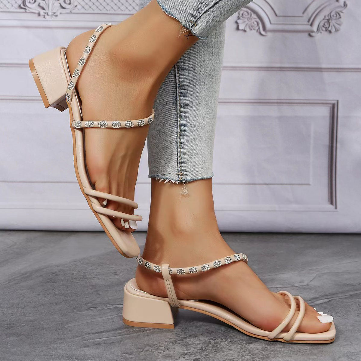 Frauen Chunky Leder Heels