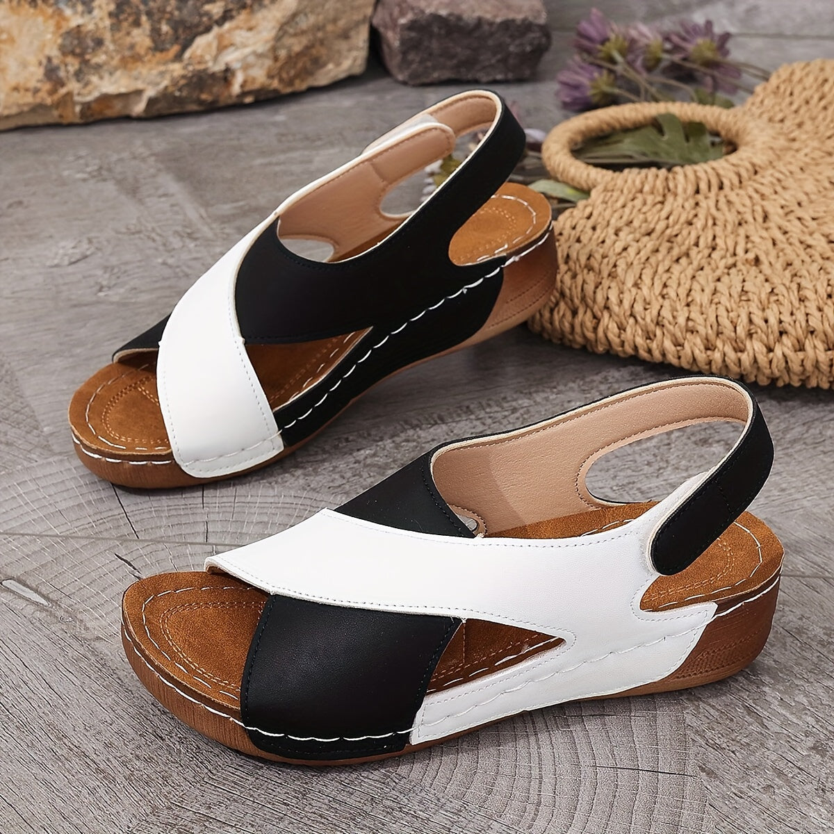 Block Cross Strap Wasserdichte Keilsandalen