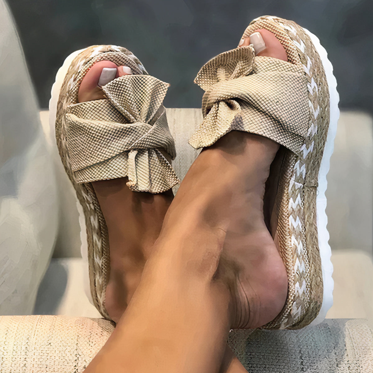 Damen Sandalen Sommer Bowknot Plattform