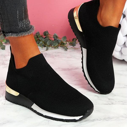 Damen Casual Sneakers Slip On Klassisch Jogging Pumps Schuhe