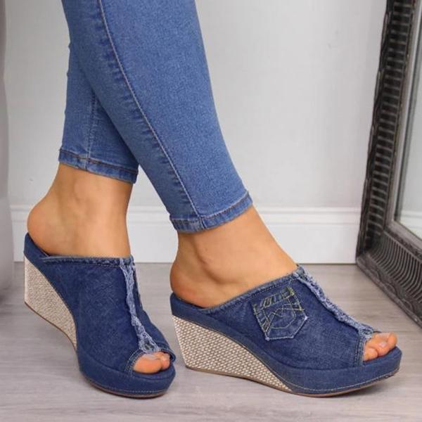 Denim-Keilsandalen für Frauen