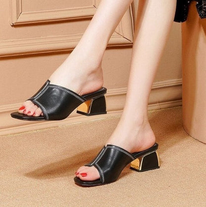 Dicke Frauen koreanische Version Fish-Mouth High Heel Sandalen