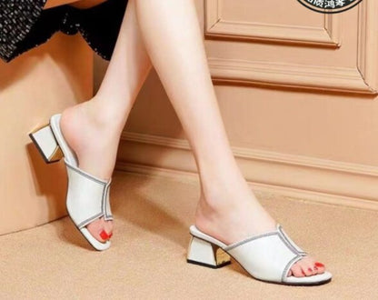 Dicke Frauen koreanische Version Fish-Mouth High Heel Sandalen