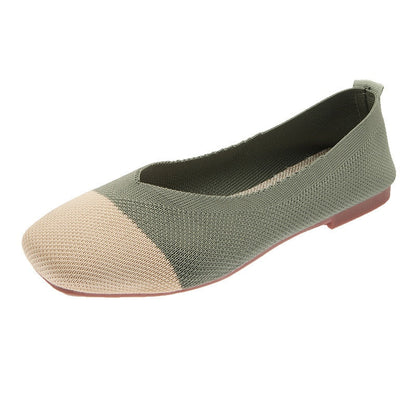 Damen Flats Mesh Ballet Square Toe Slip-On Loafers Atmungsaktive Flats