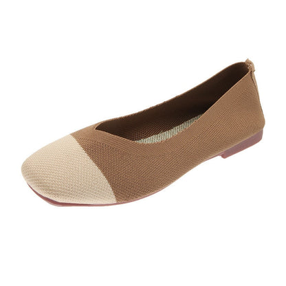 Damen Flats Mesh Ballet Square Toe Slip-On Loafers Atmungsaktive Flats