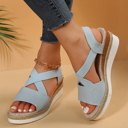 Damen Casual Cross-Strap Retro Sandalen