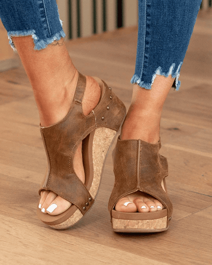 Damen Casual Open Toe Wedge Sandalen Knöchelriemen Verschluss