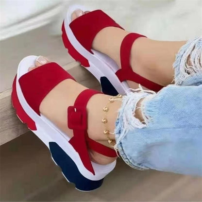 Cap Point Red / 4 New Platform Wedges Buckle Non-slip Beach Sandals